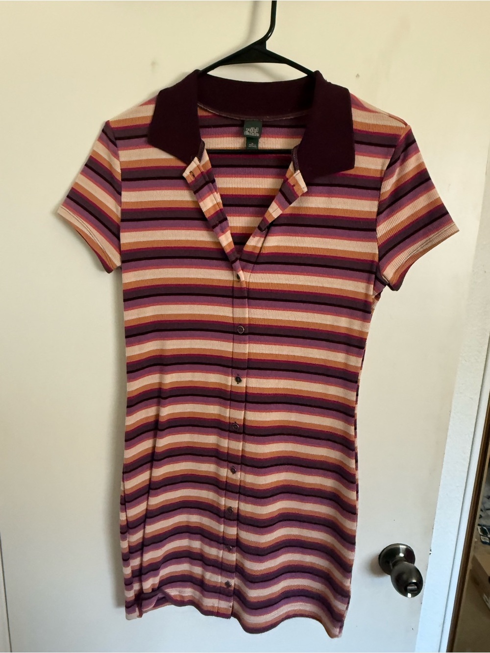 wild fable Striped Polo Knit Dress in Maroon, Purple, Cream